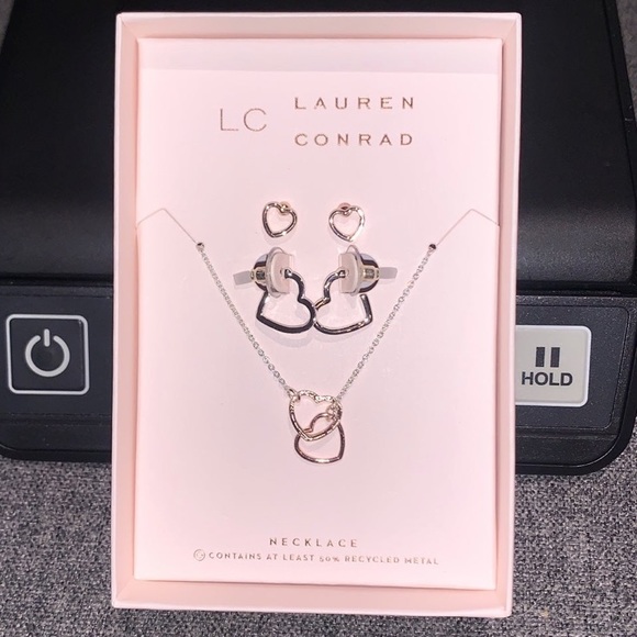 LC Lauren Conrad Adjustable Length Heart Necklace & Earrings Set - Picture 3 of 3